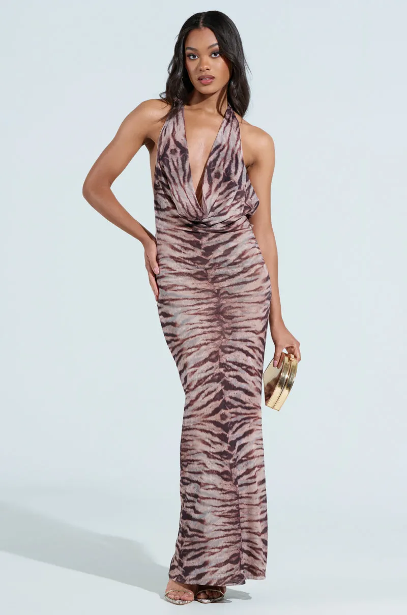 FIERCE ZEBRA MAXI DRESS sold by AKIRA product image thumbnail 2