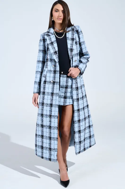 SMOOTH TRANSITION TWEED TRENCH sold by AKIRA
