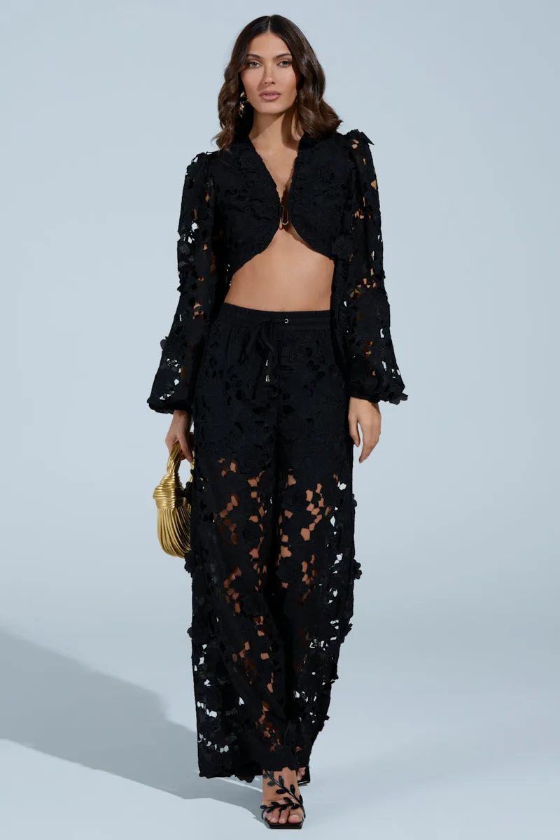 LATE NIGHT DREAMS FLORAL CUTOUT CROPPED BLOUSE sold by AKIRA product image thumbnail 5