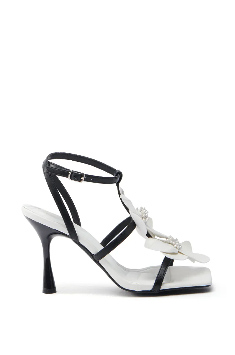 AZALEA WANG MERCI BLACK AND WHITE FLORAL STILETTO SANDAL sold by AKIRA product image thumbnail 4