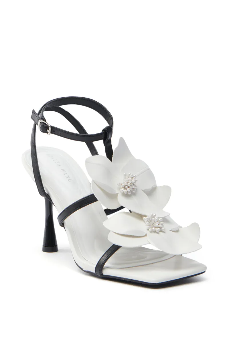 AZALEA WANG MERCI BLACK AND WHITE FLORAL STILETTO SANDAL sold by AKIRA product image thumbnail 5