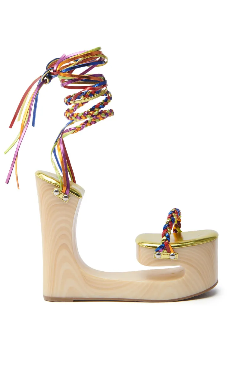 AZALEA WANG FANTASA RAINBOW STRAPPY WEDGE SANDAL sold by AKIRA product image thumbnail 3