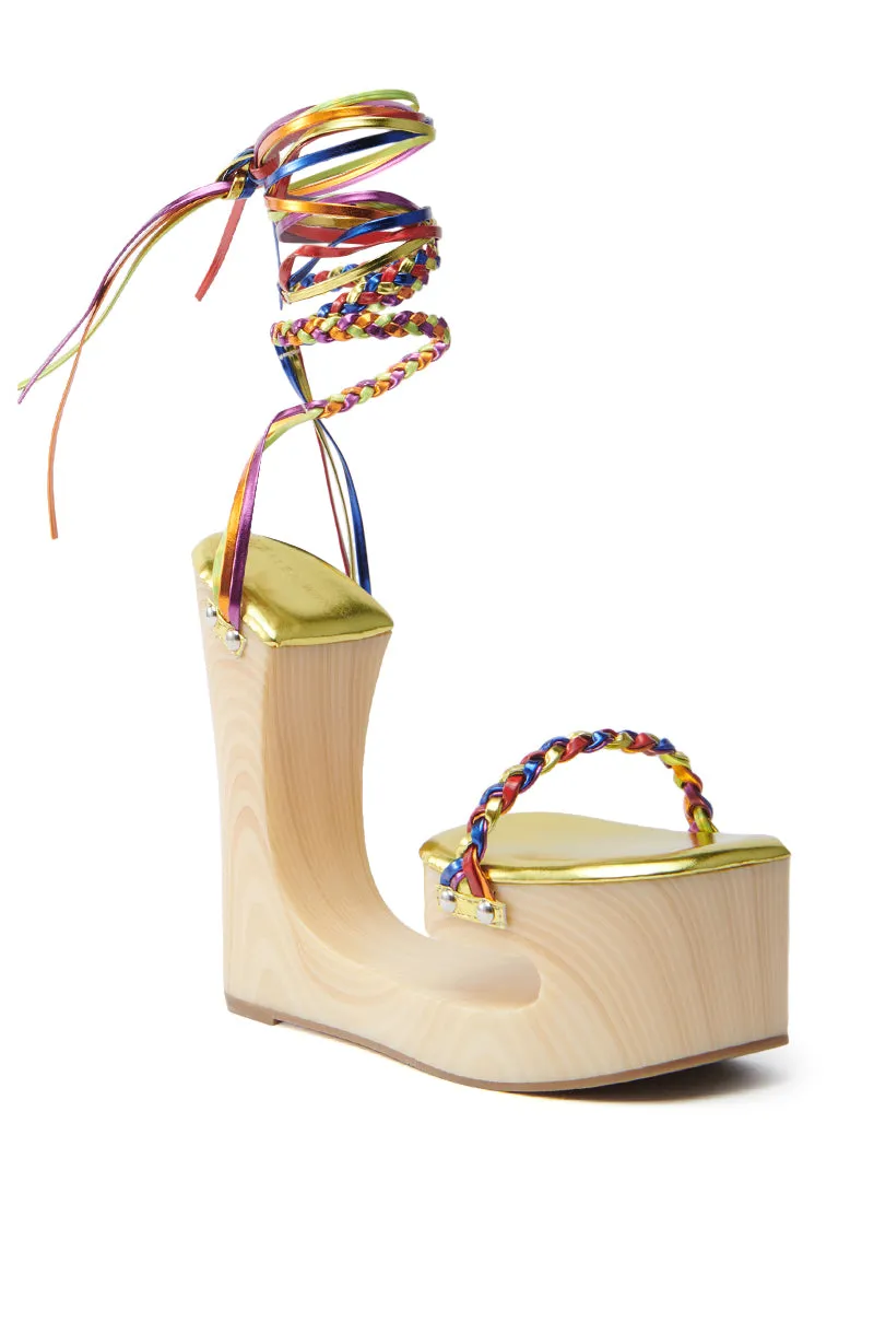 AZALEA WANG FANTASA RAINBOW STRAPPY WEDGE SANDAL sold by AKIRA product image thumbnail 4