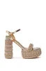 AZALEA WANG JUDSON GOLD RAFFIA AND GEMS PLATFORM SANDAL sold by AKIRA