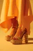 AZALEA WANG JUDSON GOLD RAFFIA AND GEMS PLATFORM SANDAL sold by AKIRA