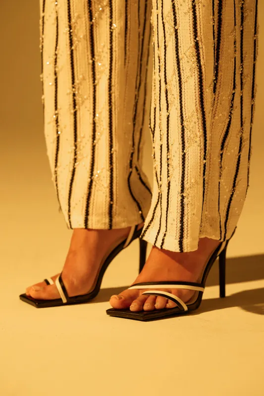 AKIRA NEHARA BLACK AND WHITE STILETTO SANDAL sold by AKIRA