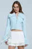 ANGEL EYES FUR TRIM CARDIGAN IN BLUE sold by AKIRA