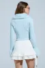ANGEL EYES FUR TRIM CARDIGAN IN BLUE sold by AKIRA