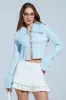 ANGEL EYES FUR TRIM CARDIGAN IN BLUE sold by AKIRA