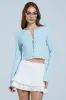 ANGEL EYES FUR TRIM CARDIGAN IN BLUE sold by AKIRA