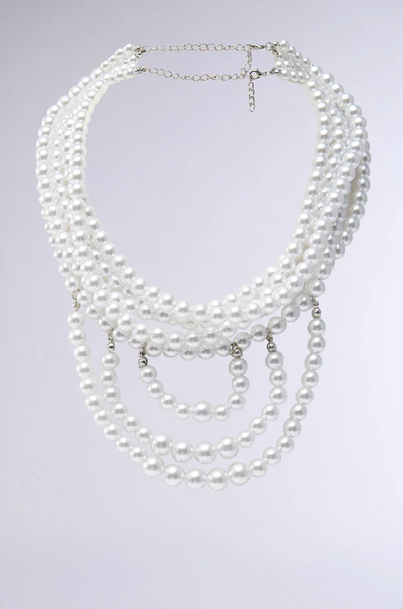 ANNE LAYERED PEARL NECKLACE sold by AKIRA
