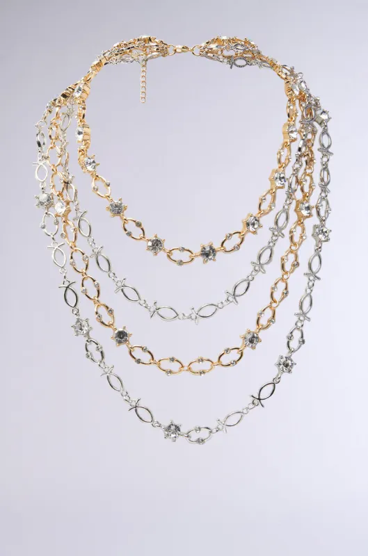 STUNNA LAYERED NECKLACE sold by AKIRA
