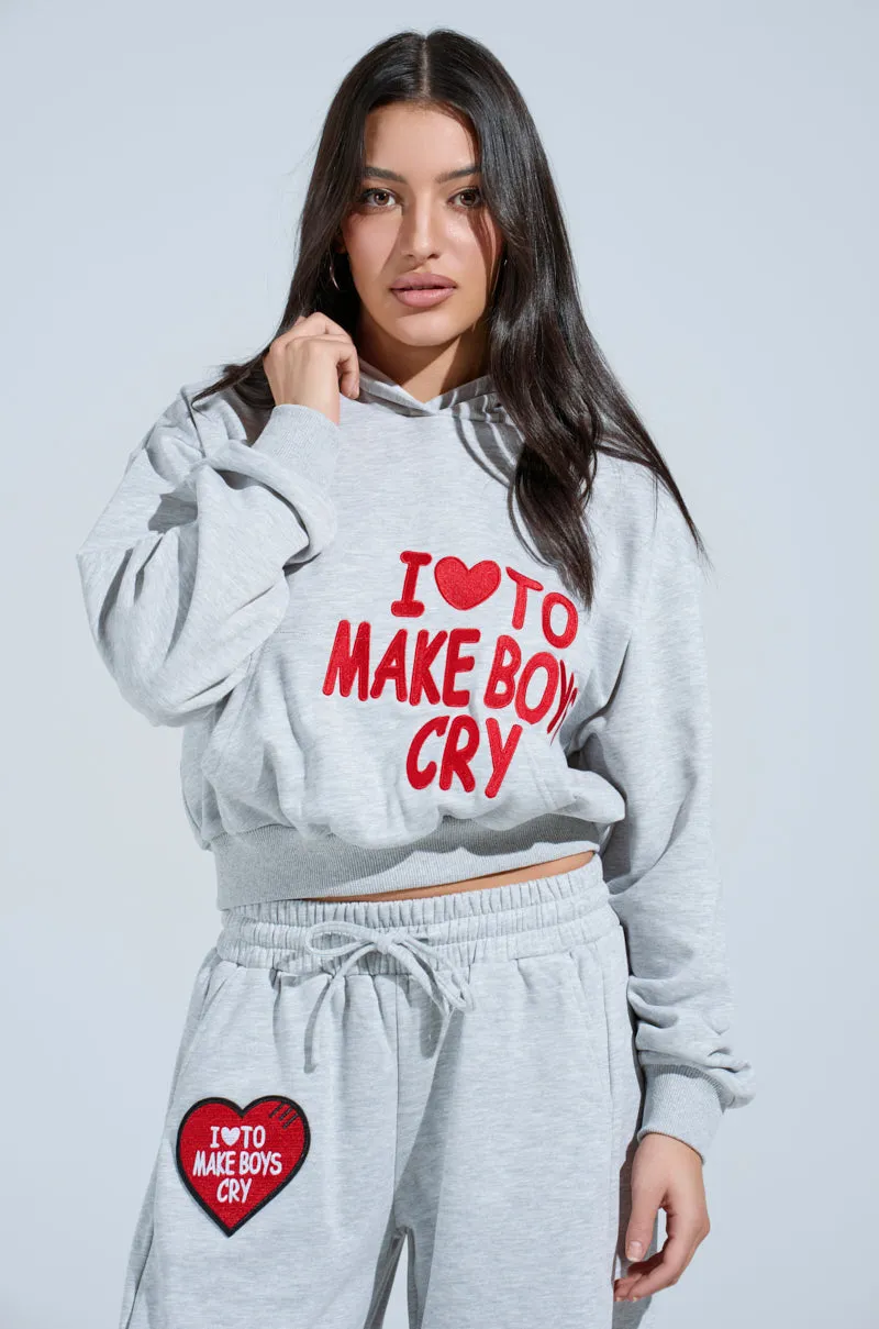 I LOVE TO MAKE BOYS CRY HOODED SWEATSHIRT sold by AKIRA product image thumbnail 3