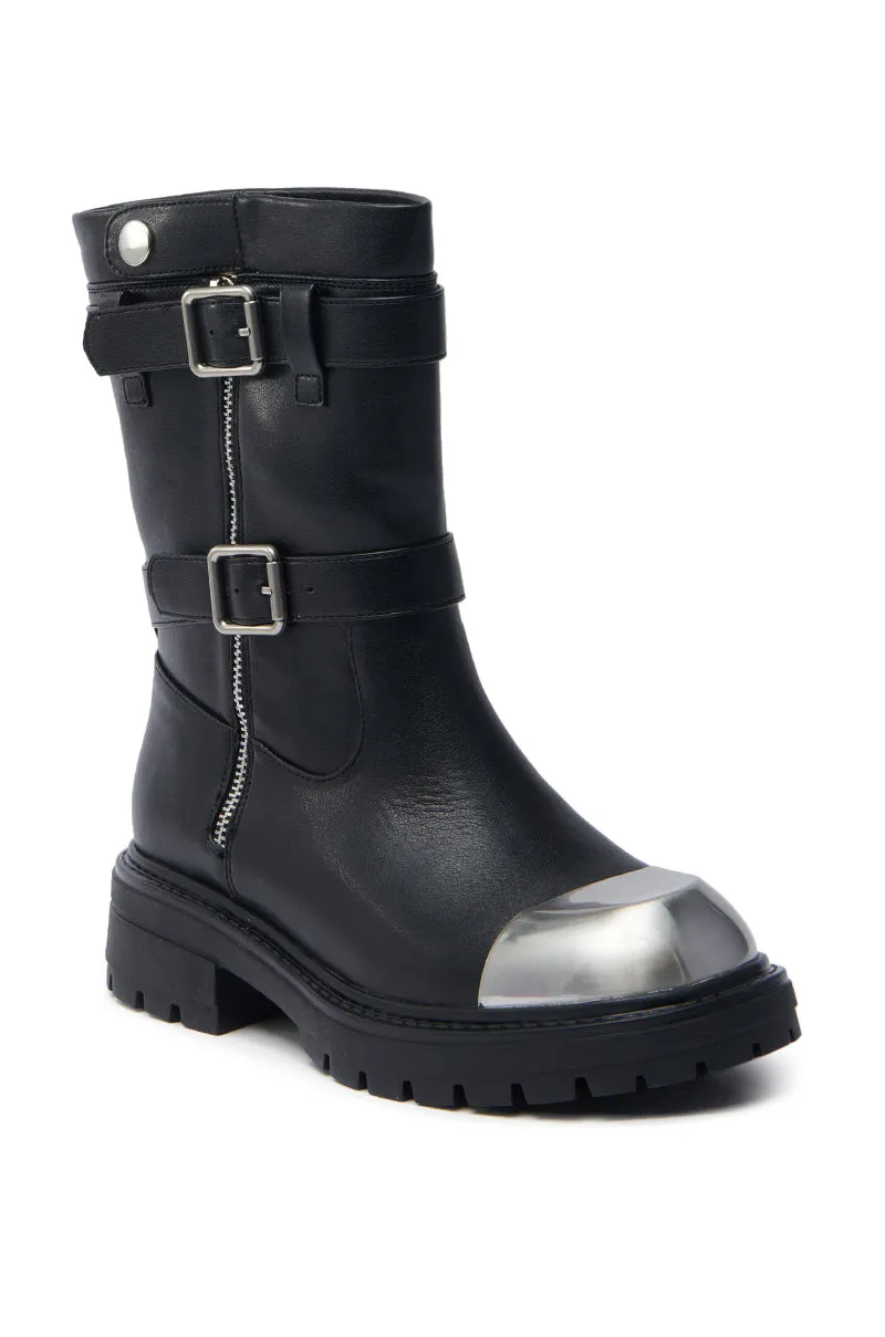 AZALEA WANG JENNINGS BLACK WITH METAL TOE FLAT BOOTIE sold by AKIRA product image thumbnail 5