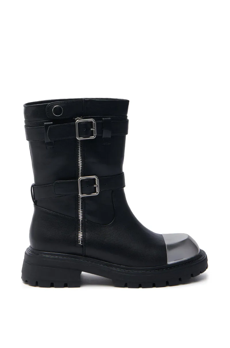 AZALEA WANG JENNINGS BLACK WITH METAL TOE FLAT BOOTIE sold by AKIRA product image thumbnail 4