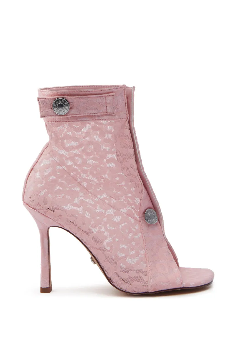 AZALEA WANG DOROTHY PINK LEOPARD LACE OPEN TOE BOOTIE sold by AKIRA product image thumbnail 4
