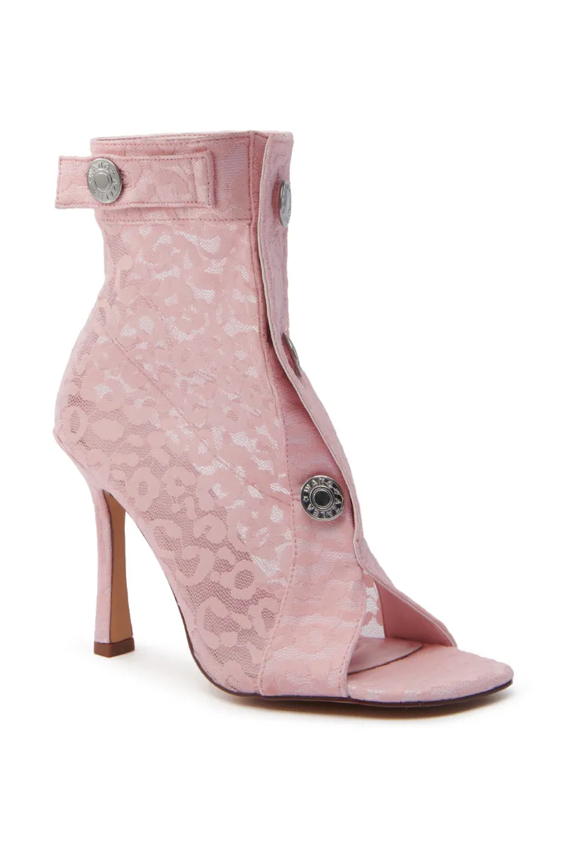 AZALEA WANG DOROTHY PINK LEOPARD LACE OPEN TOE BOOTIE sold by AKIRA product image thumbnail 5