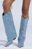 AZALEA WANG BANIAN DENIM WESTERN RHINESTONE BOOT sold by AKIRA