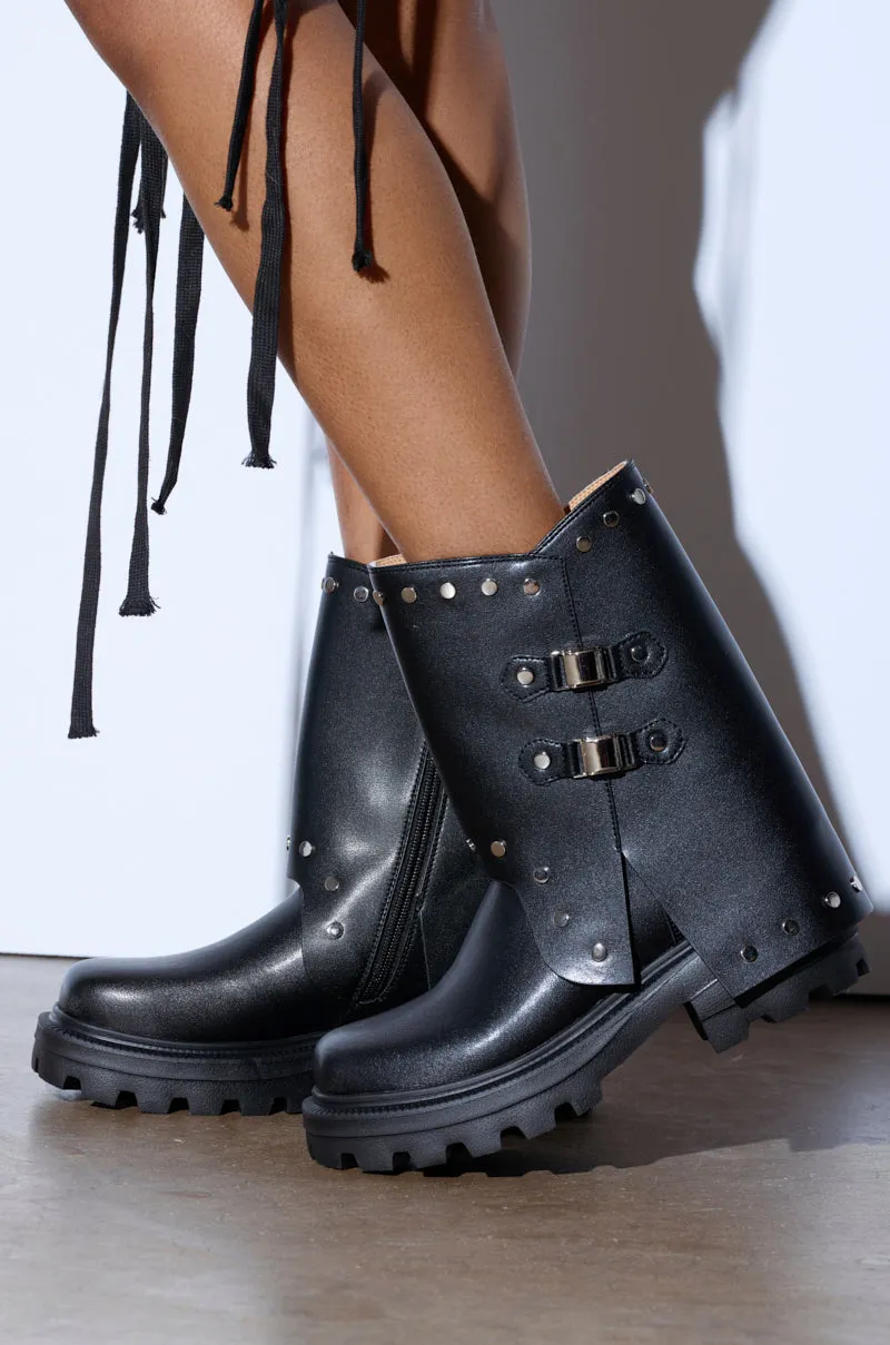 AZALEA WANG XAVIER BLACK WITH METAL FLAT BOOTIE sold by AKIRA product image thumbnail 3