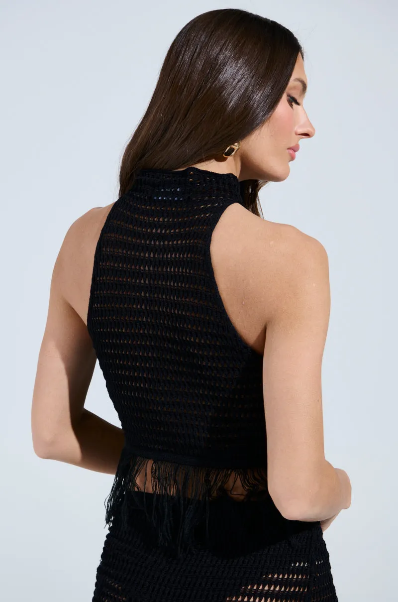 CROCHET FRAYED EDGE CROP TANK TOP sold by AKIRA product image thumbnail 4