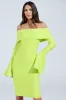 WORK OF ART BANDAGE MIDI DRESS IN LIME sold by AKIRA
