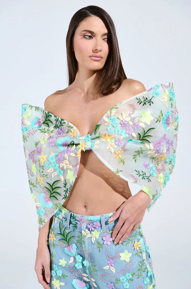 ALL THE RAVE FLORAL BOW TOP sold by AKIRA product image thumbnail 4