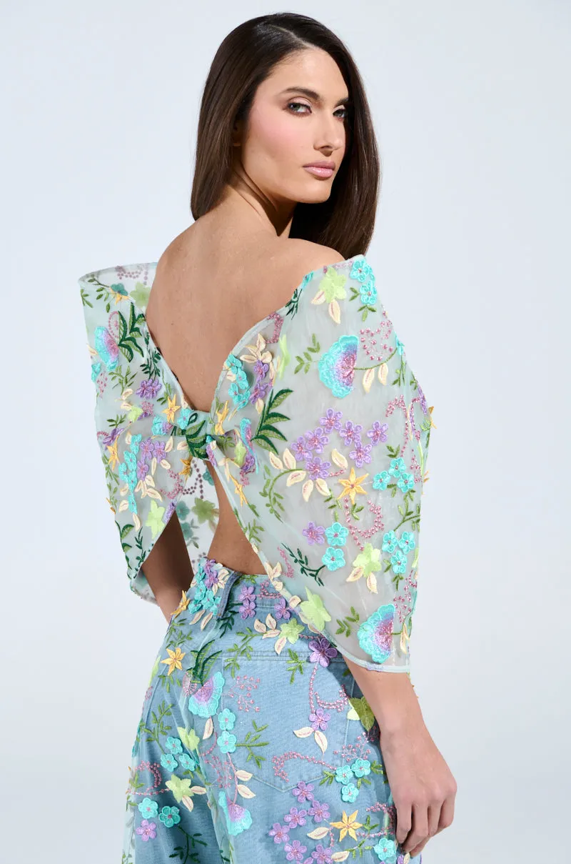 ALL THE RAVE FLORAL BOW TOP sold by AKIRA product image thumbnail 3