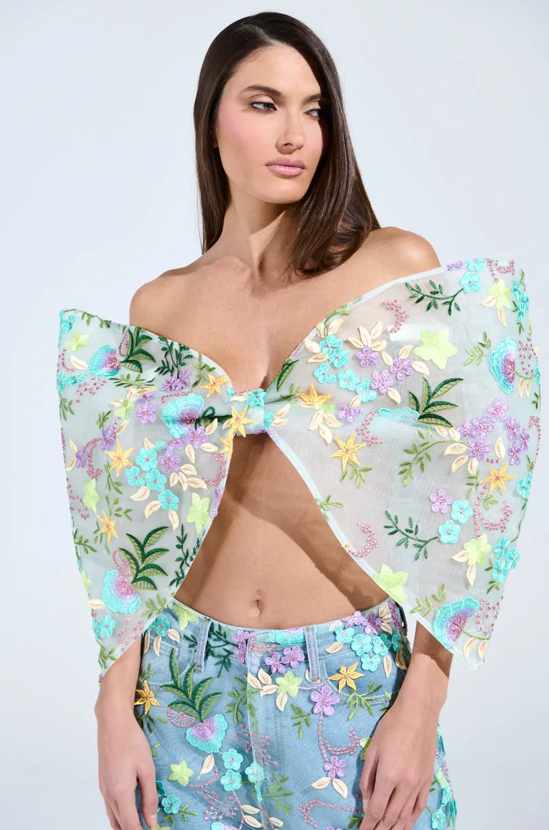 ALL THE RAVE FLORAL BOW TOP sold by AKIRA