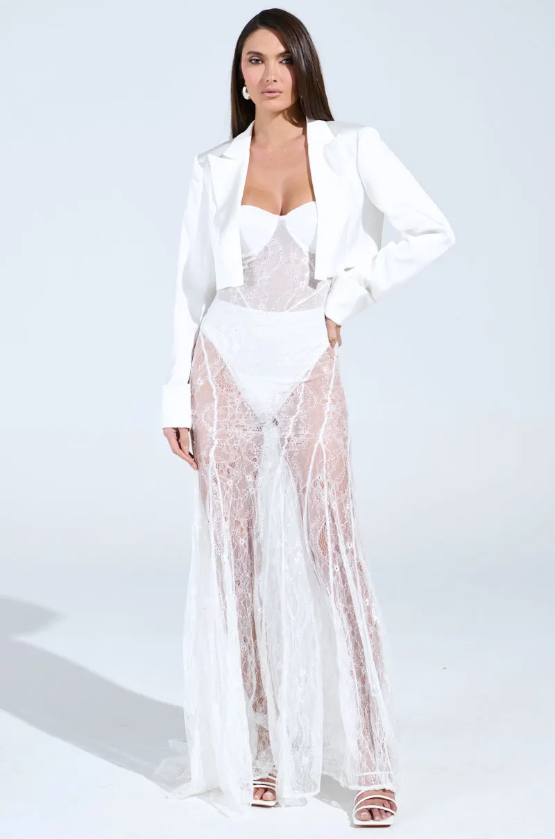 TROUBLES HERE LACE MAXI DRESS IN WHITE sold by AKIRA product image thumbnail 4
