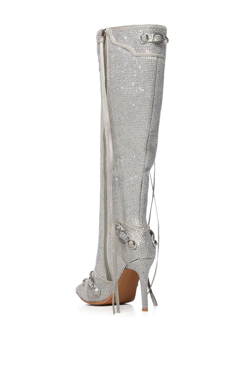 AZALEA WANG MAEVE STILETTO BOOT IN EMBELLISHED SILVER sold by AKIRA product image thumbnail 4