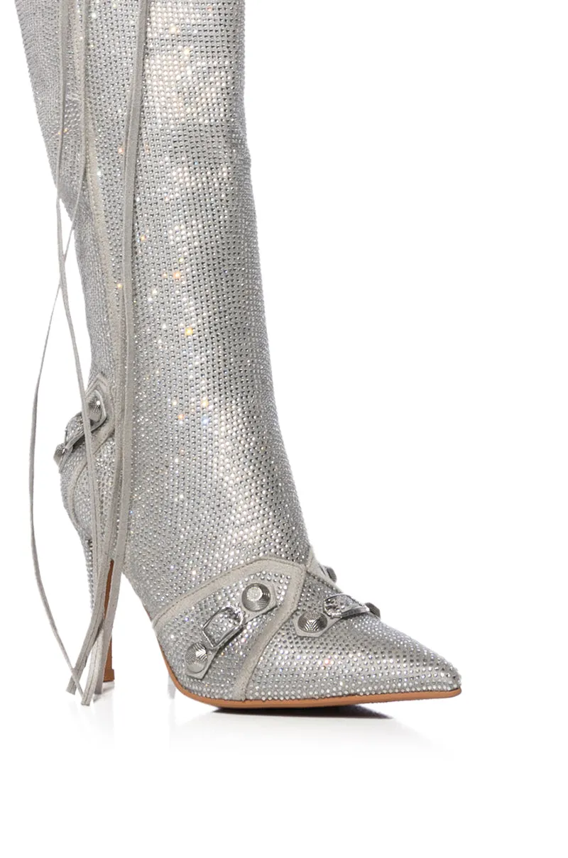 AZALEA WANG MAEVE STILETTO BOOT IN EMBELLISHED SILVER sold by AKIRA product image thumbnail 5