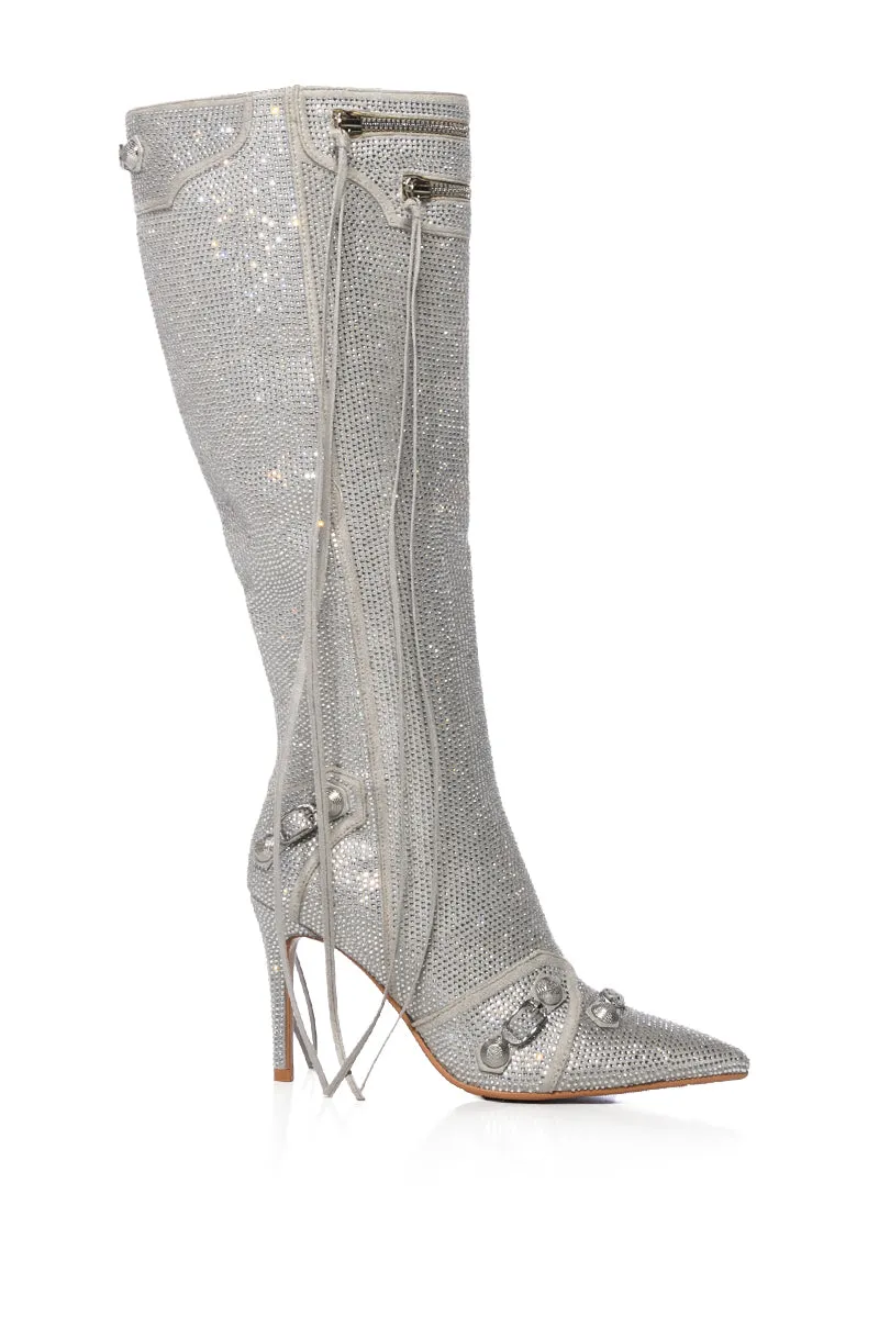 AZALEA WANG MAEVE STILETTO BOOT IN EMBELLISHED SILVER sold by AKIRA product image thumbnail 2