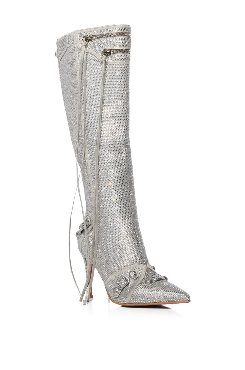 AZALEA WANG MAEVE STILETTO BOOT IN EMBELLISHED SILVER sold by AKIRA product image thumbnail 3