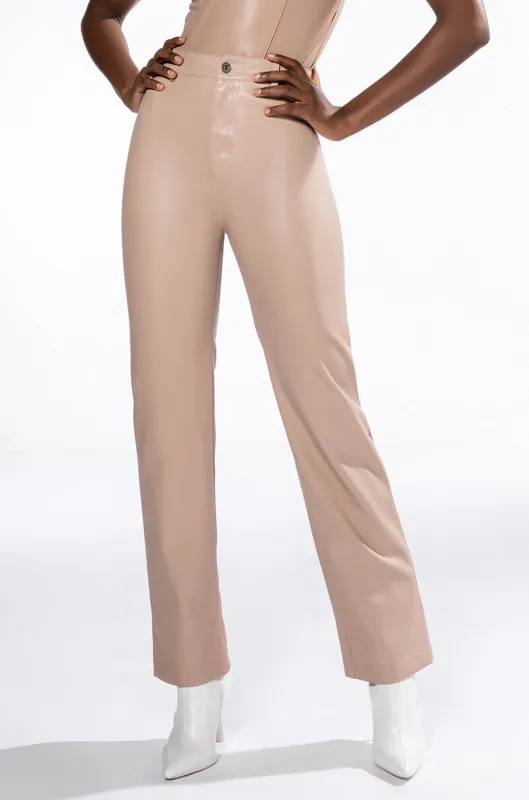 TE QUIERO HIGH RISE VEGAN LEATHER STRAIGHT LEG PANTS sold by AKIRA