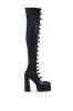 AZALEA WANG BRYNNE BLACK CHUNKY PLATFORM BOOT WITH RHINESTONE BUCKLES sold by AKIRA