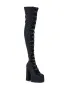 AZALEA WANG BRYNNE BLACK CHUNKY PLATFORM BOOT WITH RHINESTONE BUCKLES sold by AKIRA