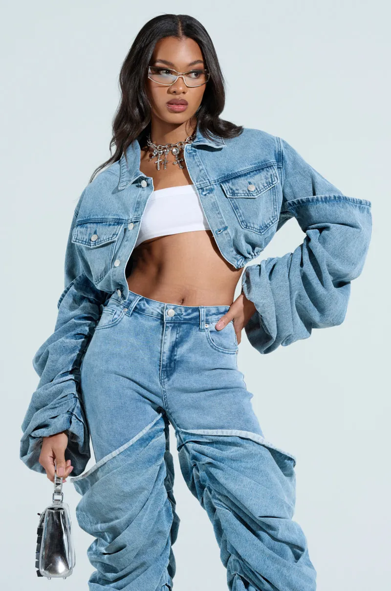 STACKED SLEEVE DENIM JACKET sold by AKIRA product image thumbnail 2