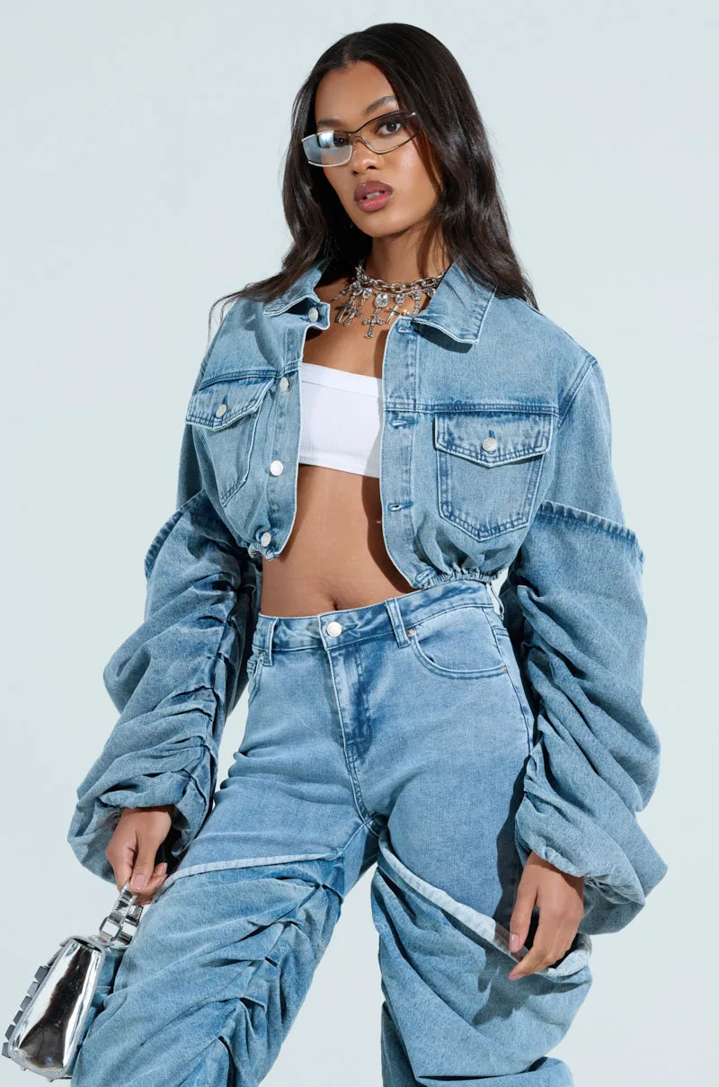 STACKED SLEEVE DENIM JACKET sold by AKIRA product image thumbnail 3