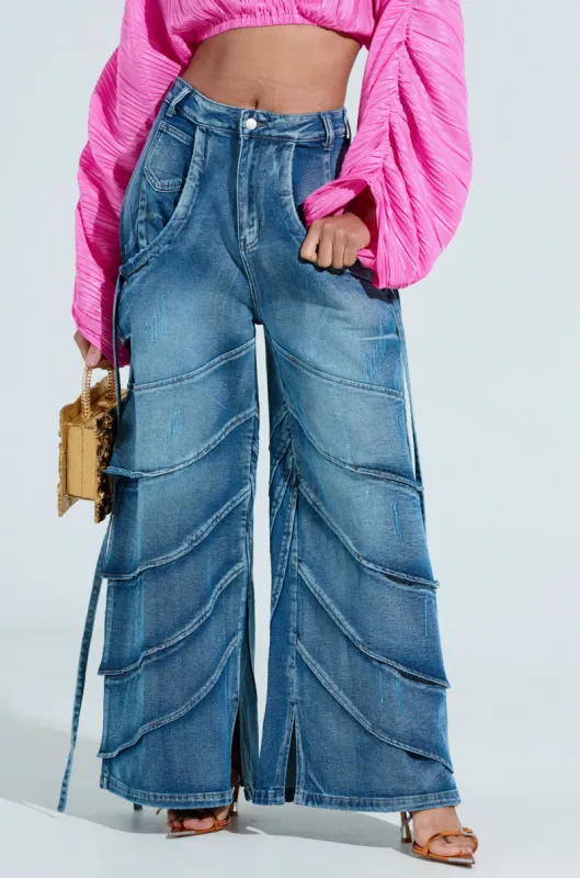 RIDE THE WAVE WIDE LEG DENIM JEANS sold by AKIRA