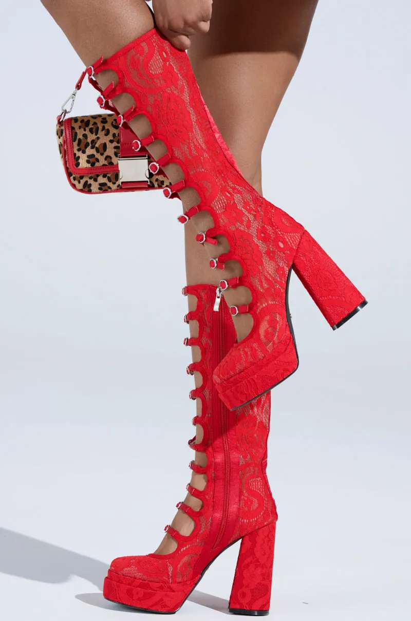 AZALEA WANG MARRIGOLD BOOT IN RED LACE sold by AKIRA product image thumbnail 2