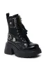 AZALEA WANG GRAY BLACK WITH METAL PLATFORM BOOTIE sold by AKIRA