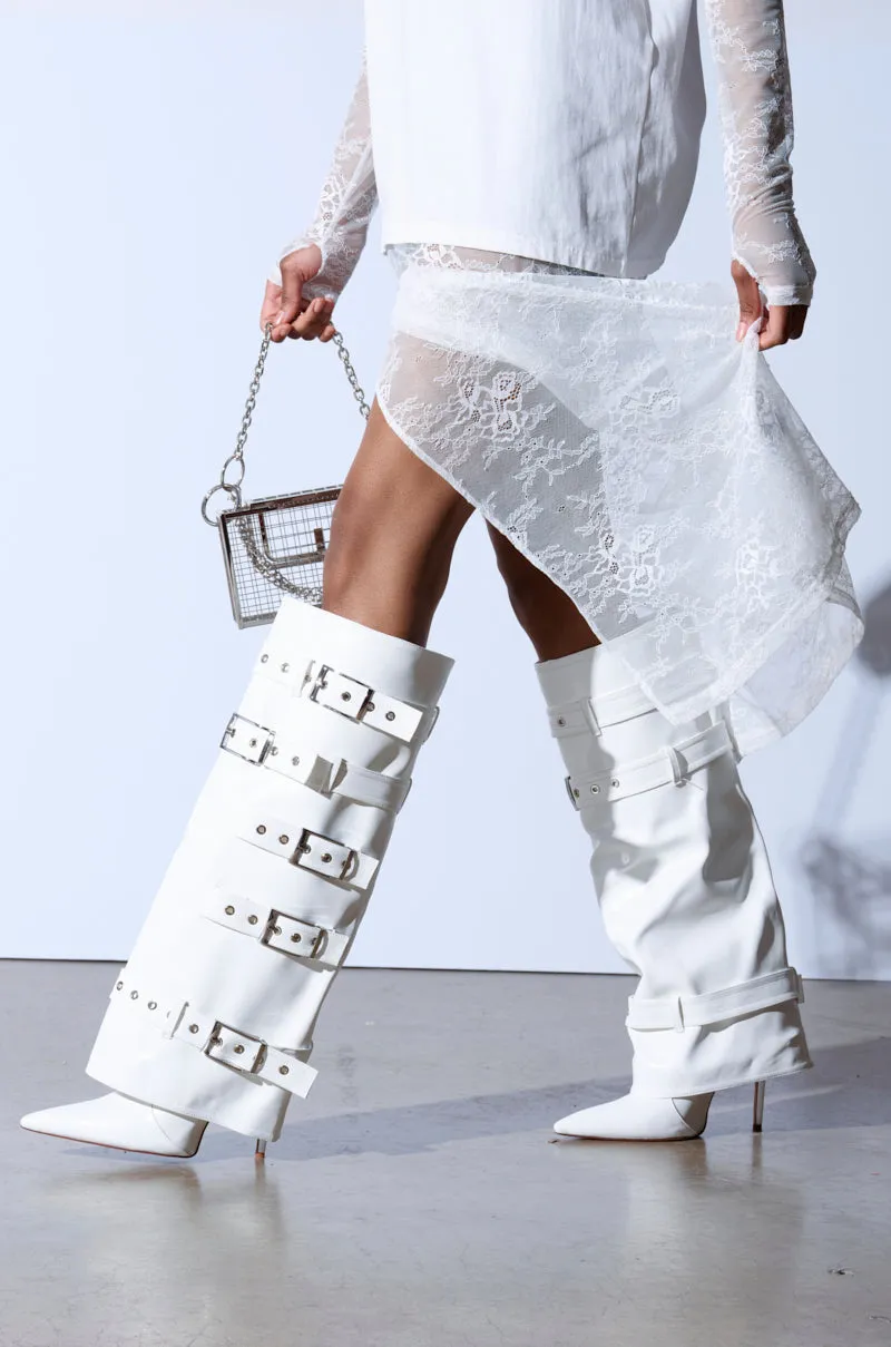 AZALEA WANG FROST WHITE BELTED STILETTO BOOT sold by AKIRA product image thumbnail 2
