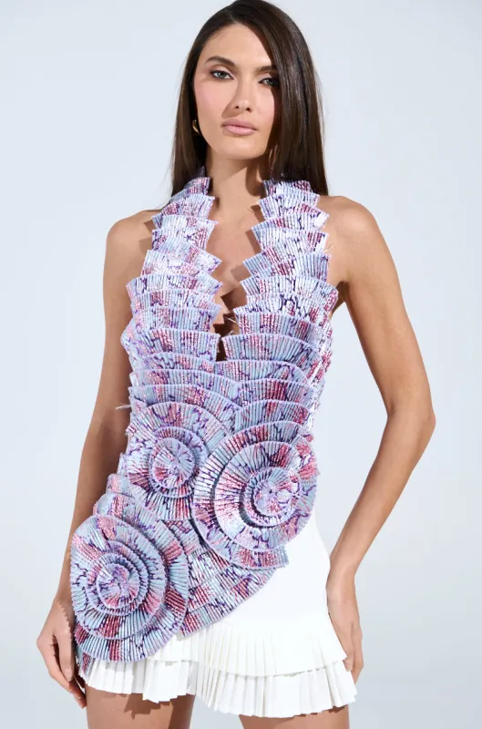 CATCH ME NEXT TIME BROCADE HALTER TOP sold by AKIRA