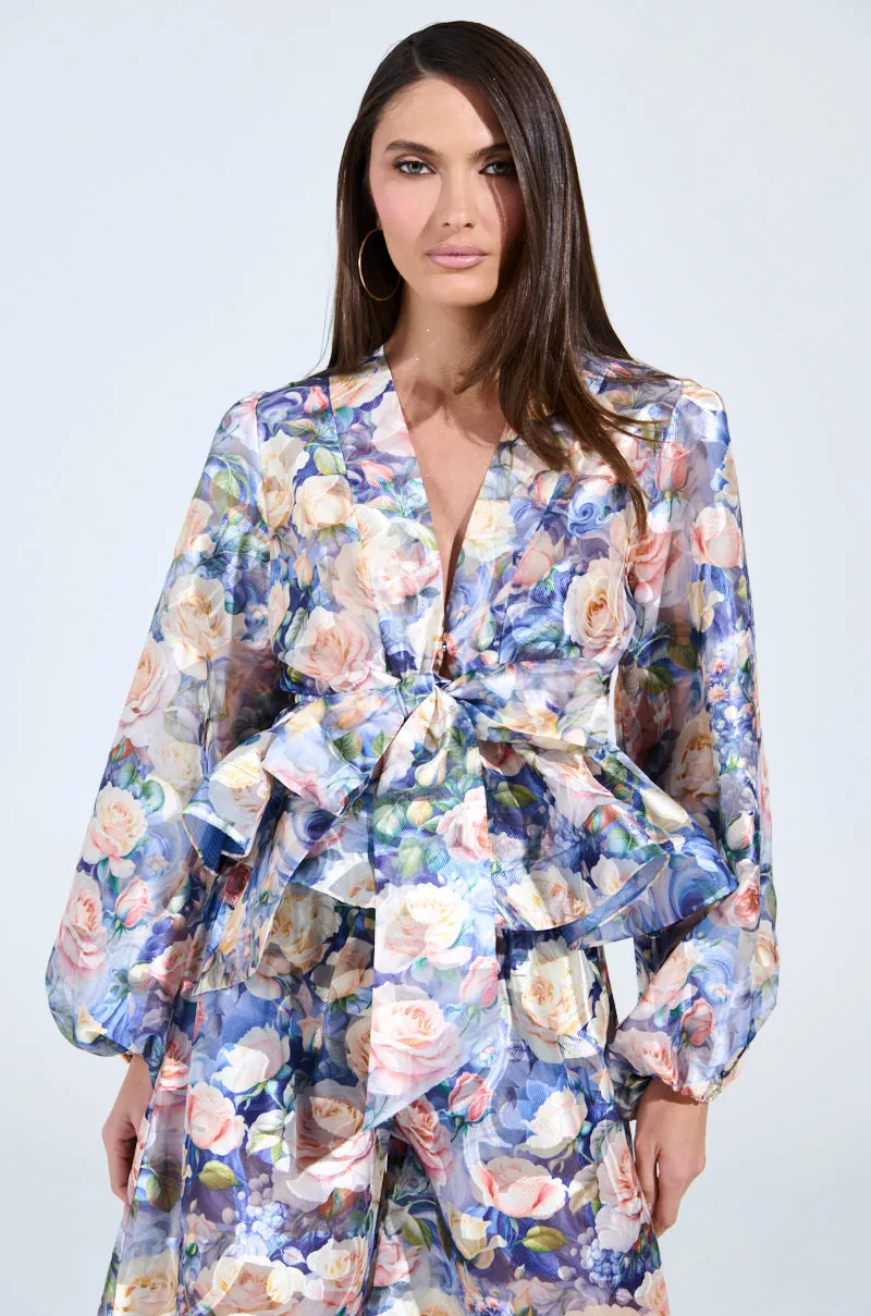 EXALTED FLORAL TIE FRONT BLOUSE sold by AKIRA product image thumbnail 2