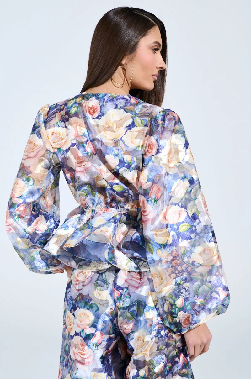 EXALTED FLORAL TIE FRONT BLOUSE sold by AKIRA product image thumbnail 5