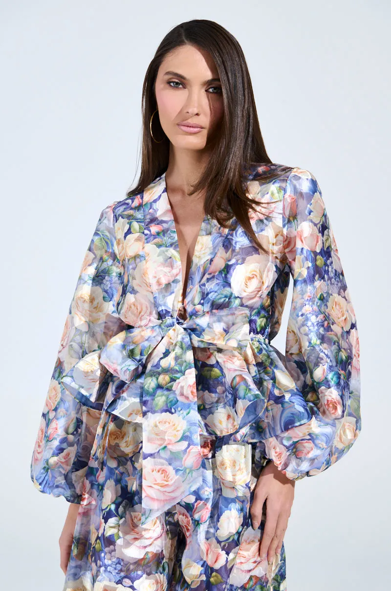 EXALTED FLORAL TIE FRONT BLOUSE sold by AKIRA product image thumbnail 3