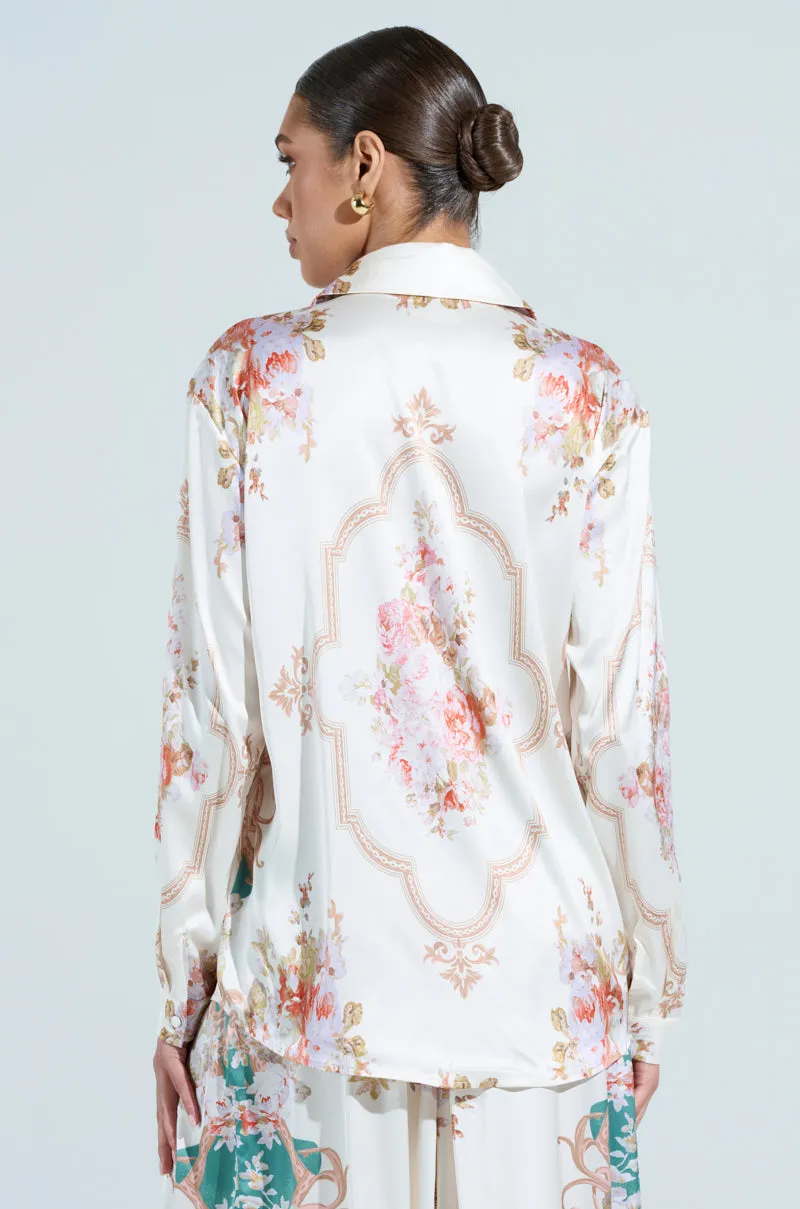 FLORAL GARDEN OVERSIZED SATIN BLOUSE sold by AKIRA product image thumbnail 4