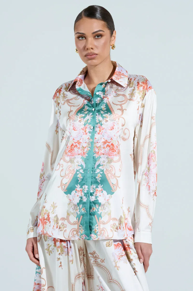 FLORAL GARDEN OVERSIZED SATIN BLOUSE sold by AKIRA product image thumbnail 2