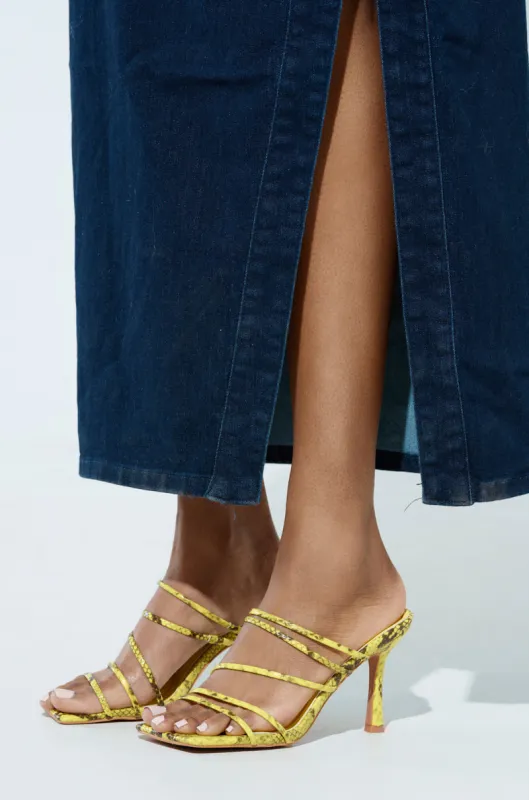 AZALEA WANG HUGHIE YELLOW SNAKE SANDAL sold by AKIRA