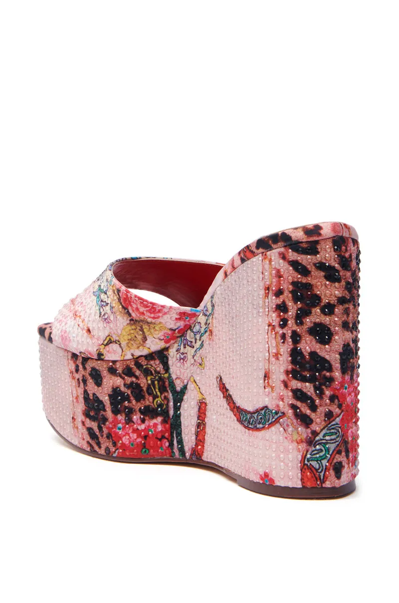 AZALEA WANG KEYARA PINK EMBELLISHED WEDGE SANDAL sold by AKIRA product image thumbnail 4
